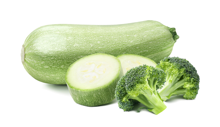 Zucchini broccoli isolated on white background as package design elementの写真素材