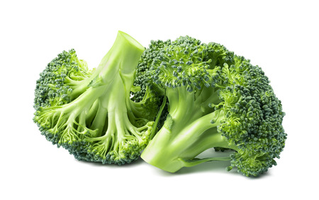 Double broccoli group isolated on white background as package design elementの写真素材