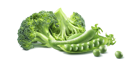 Broccoli peas isolated on white background as package design elementの写真素材
