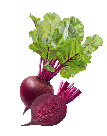 Red beet root and slice isolated on white background. Package design element with clipping pathの写真素材