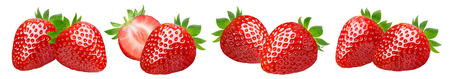 Fresh strawberry collection isolated on whiteの写真素材