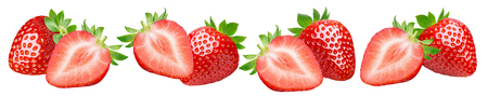 Strawberry groups set isolated on whiteの写真素材