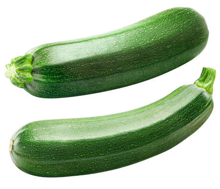 Whole zucchini set isolated on white background. Package design elements with clipping pathの写真素材
