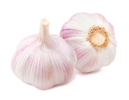 Garlic bulb double isolated on whiteの写真素材