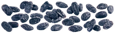 Dried raisin set isolated on white background. Package design element with clipping pathの写真素材