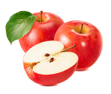 Fresh red apples isolated on white background.の写真素材