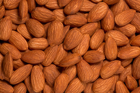 Almond nuts as background. texture for package designの写真素材