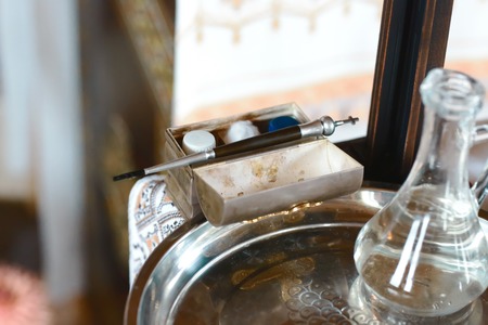 Tools for baby baptism. Catholicism, the concept of Christianity.の写真素材
