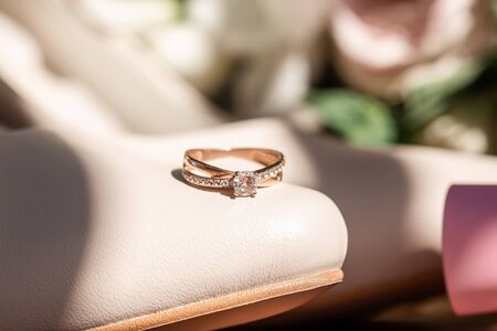 luxury engagement Diamond ring in jewelry gift.