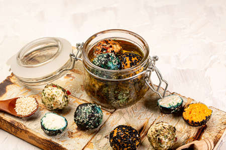 The concept of eco products. Organic farm dairy products, cheeses. Parmesan, feta, goat cheese....