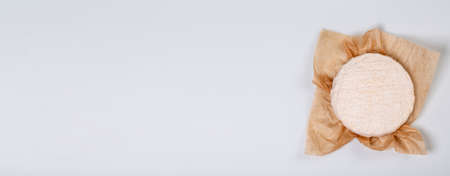 Delicious brie cheese. Brie type of cheese. Camembert. Fresh Brie cheese and a slice. Italian, French cheeseの写真素材