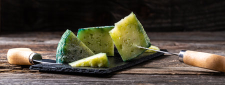 Green pesto cheese close up. Pesto Rosso. catering, banner, menu, recipe place for text,