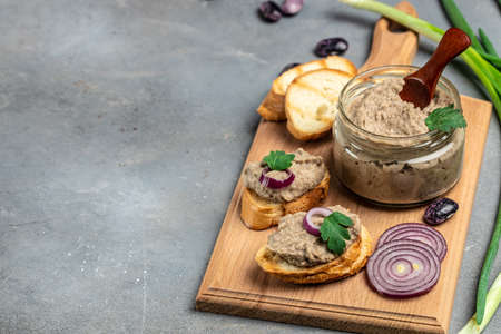 beans paste. beans paste Japanese food, Mexican cuisine pate of beans in glass jar. healthy...