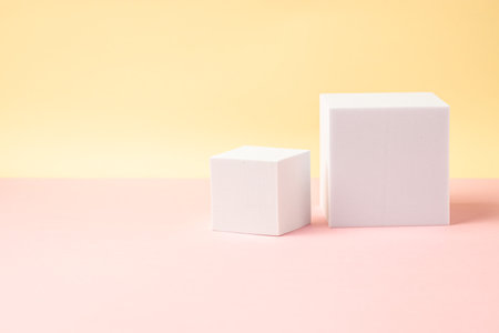 Podium, stage pedestal or platform. Abstract minimalistic scene with geometric shapes on pastel background.の写真素材