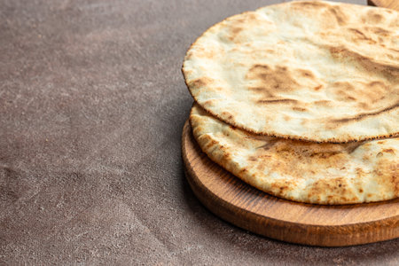 thin pita bread flatbreads, banner, menu, recipe place for text, top view,