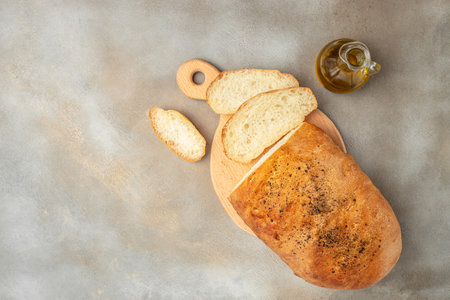 Homemade natural fresh bread with a golden crust. Healthy bread. The concept of baking bakery...
