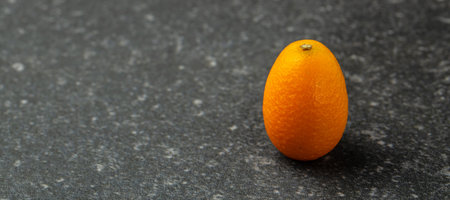 Fresh ripe kumquat fruit, chinese tangerine. banner, menu, recipe place for text, top viewの写真素材