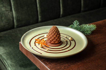 Dark Chocolate Mousse with Whipped Cream.の写真素材