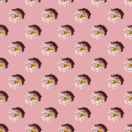 Seamless pattern of delicate pink peonies on a pink background. View from above.の写真素材