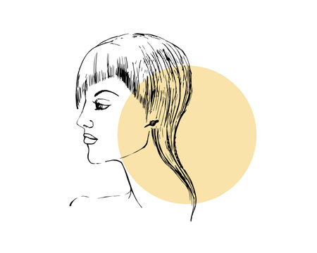 Girl vector sketch. A beautiful girl artのイラスト素材