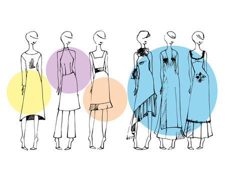 clothes sketch. minimalist sketch. clothing collectionのイラスト素材