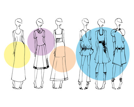 clothes sketch. minimalist sketch. clothing collectionのイラスト素材