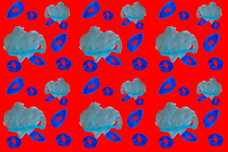 Abstract spots and circles on a red background. abstract pattern.の写真素材