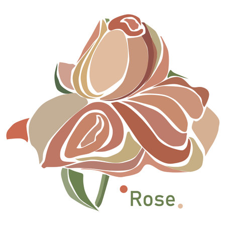 pastel rose. Decorative drawing rose. For label, logo, patternのイラスト素材