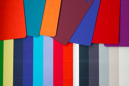 Colorful background of a palette of different colors, close-up