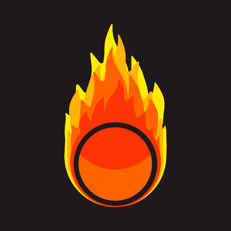 Vector illustration of button with flamesのイラスト素材