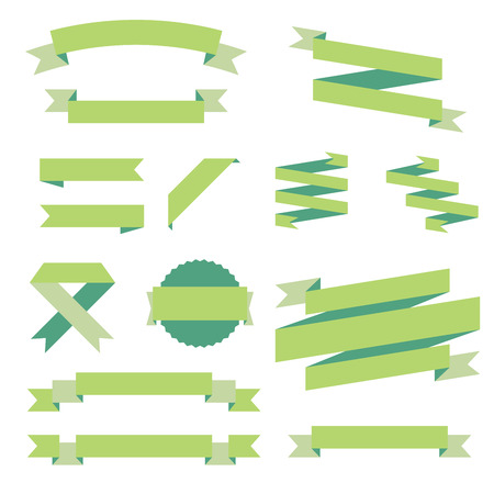 Ribbons set, green design, vector illustrationのイラスト素材