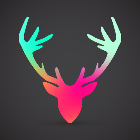 Deer head silhouette, colorful design, vector illustrationのイラスト素材