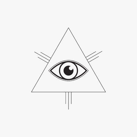 All seeing eye symbol, line design, vector illustrationのイラスト素材