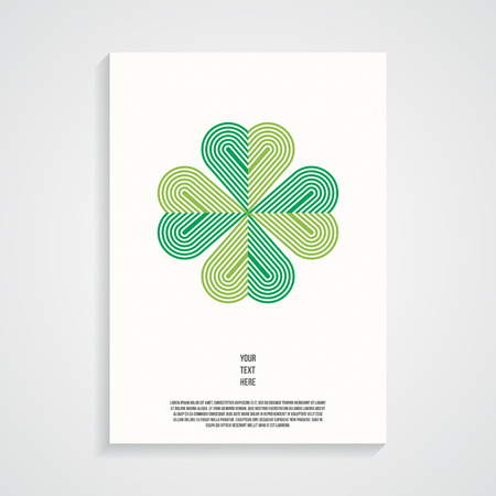 Retro poster template with four leaf cloverのイラスト素材