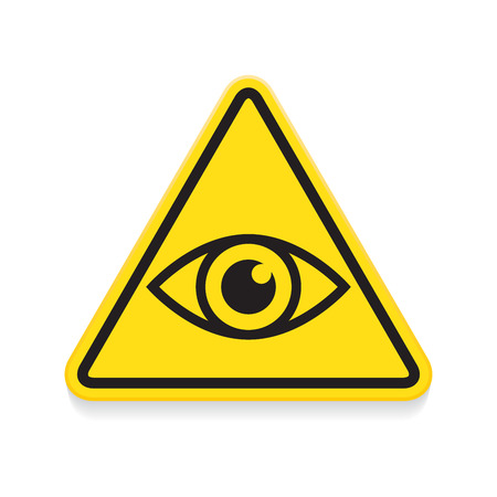 Symbol of eye, warning sign, yellow triangleのイラスト素材