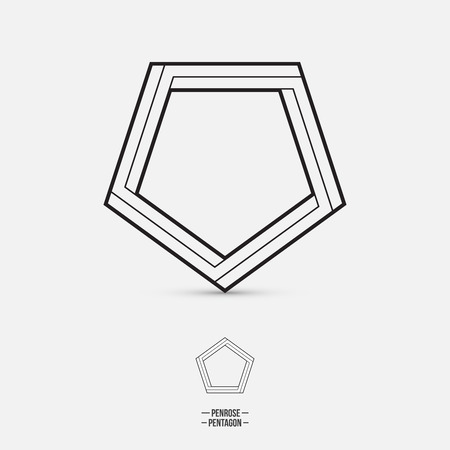 Penrose pentagon, impossible shape, line design, vectorのイラスト素材