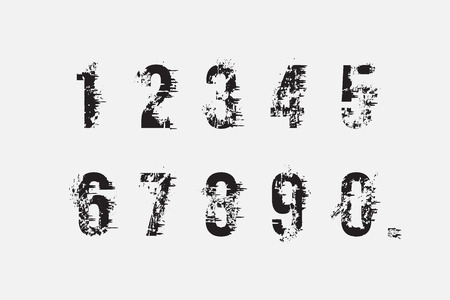 Set of grunge numbersのイラスト素材