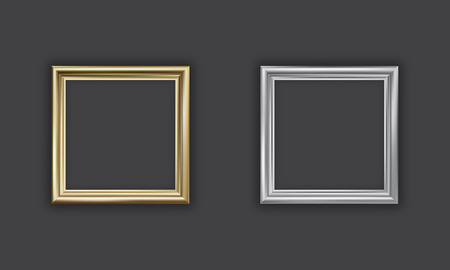 Silver and gold picture frame, square, vectorのイラスト素材