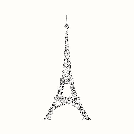 Eiffel tower isolated, dots, vectorのイラスト素材
