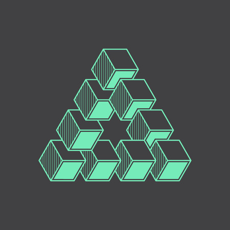 Geometric optical illusion, vector illustration, line design element, cubesのイラスト素材