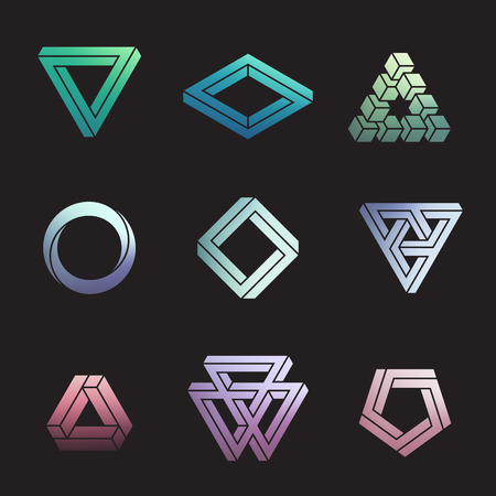 Set of impossible shapes, vector illustration, clipping maskのイラスト素材