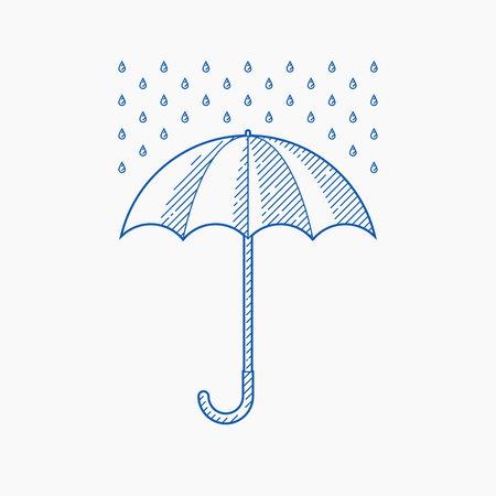Umbrella with rain drops, vector illustration, flat designのイラスト素材