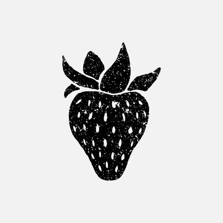 Hand drawn strawberry isolated on white background. Vector illustrationのイラスト素材