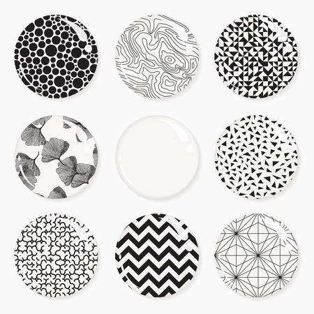Set of glossy badges, web buttons. Geometric pattern. Vector illustration EPS 10 isolated on white backgroundのイラスト素材