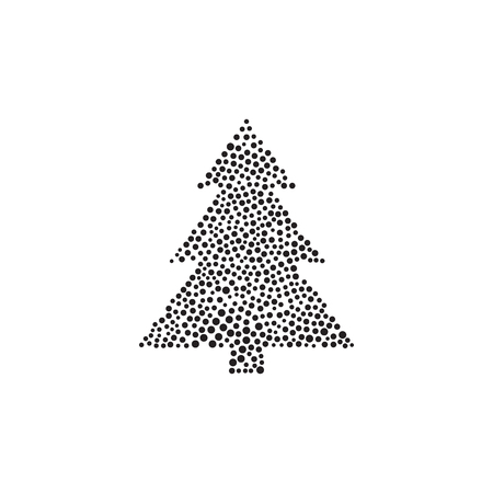 Christmas tree, dots. Silhouette. Isolated on white background. Vector illustration EPS 10.のイラスト素材