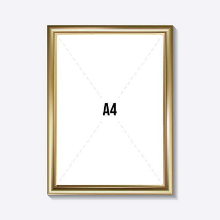 Golden picture frame, A4 size, vector illustrationのイラスト素材