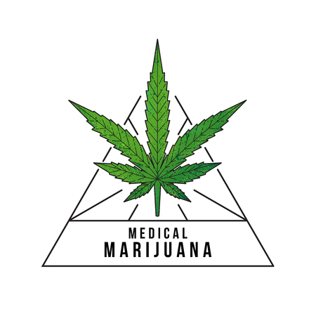 Marijuana icon, triangle sign, vector illustration on white backgroundのイラスト素材