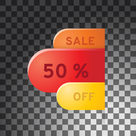Sale banner, 50% off, colorful design element, transparent background, vector illustrationのイラスト素材