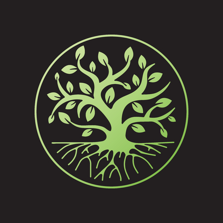 Tree with roots, simple icon, vector illustrationのイラスト素材