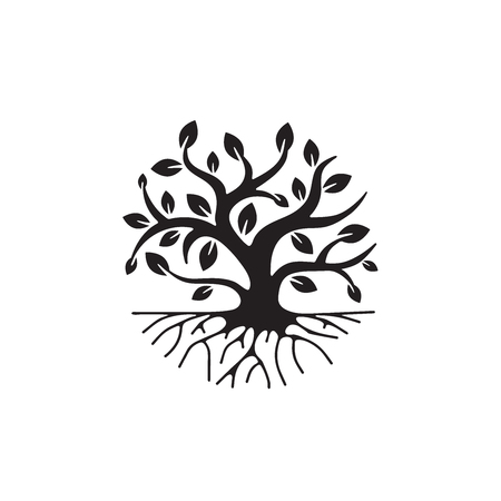 Tree with roots, simple icon, vector illustration on white backgroundのイラスト素材